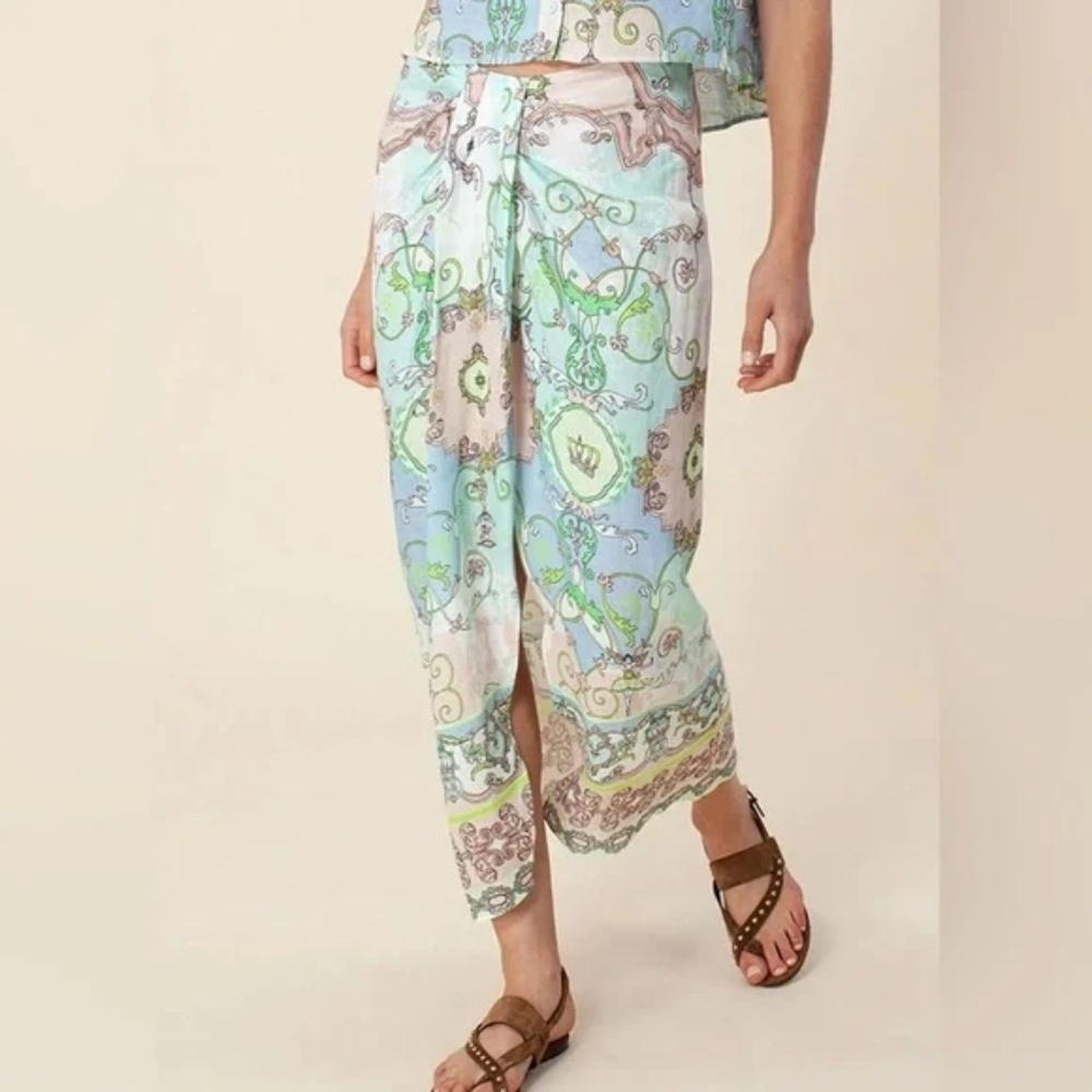 NWT-Ballerina Linen Skirt With Zip Back w/Ballerinas, Unicorns & Birdcages-XS